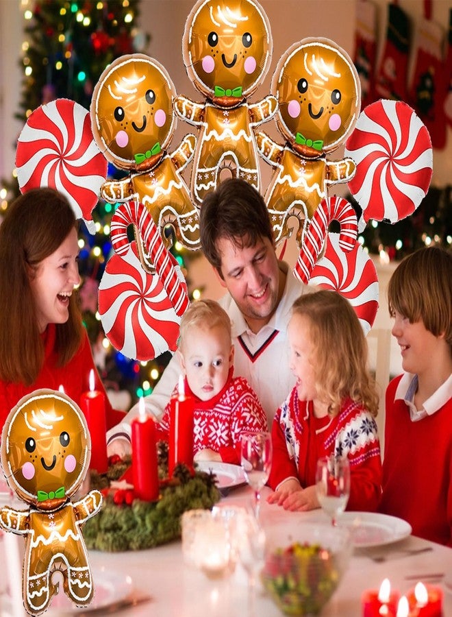 YOUDICT 10PCS Gingerbread Balloons, Red Candy Cane Balloon Set, Christmas Balloons Foil for Holiday Birthday Party Christmas Party Decorations - Image 5
